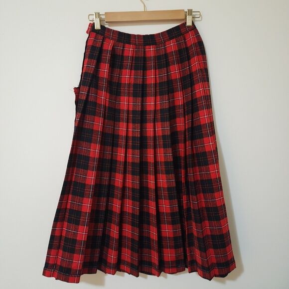 Vintage Pendleton Authentic Cunningham Tartan Womens Wool Plaid Pleated Skirt 4P - Picture 4 of 7